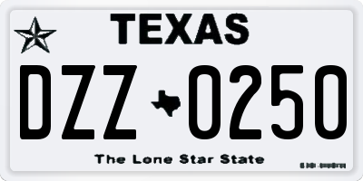 TX license plate DZZ0250