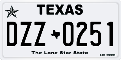 TX license plate DZZ0251