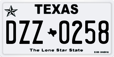 TX license plate DZZ0258