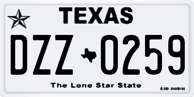 TX license plate DZZ0259