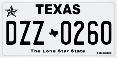 TX license plate DZZ0260