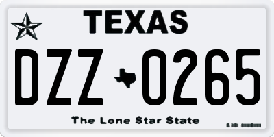 TX license plate DZZ0265