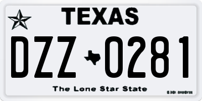 TX license plate DZZ0281