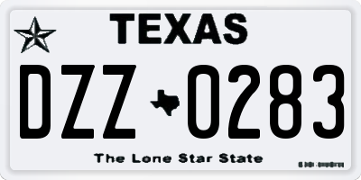 TX license plate DZZ0283