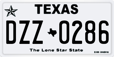 TX license plate DZZ0286