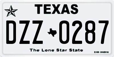 TX license plate DZZ0287