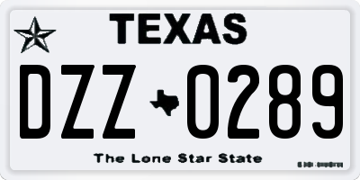 TX license plate DZZ0289