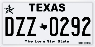 TX license plate DZZ0292