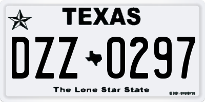 TX license plate DZZ0297