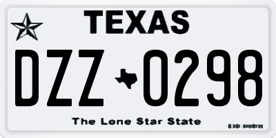 TX license plate DZZ0298