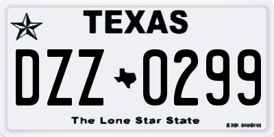 TX license plate DZZ0299