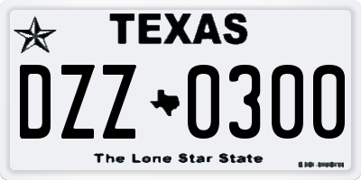 TX license plate DZZ0300