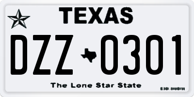 TX license plate DZZ0301