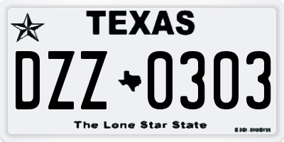 TX license plate DZZ0303