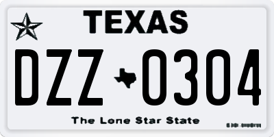 TX license plate DZZ0304