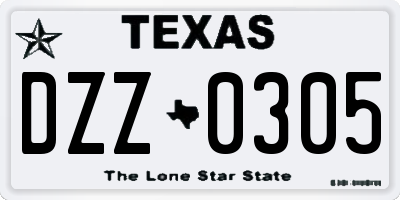 TX license plate DZZ0305