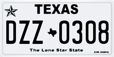 TX license plate DZZ0308