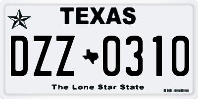 TX license plate DZZ0310