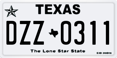 TX license plate DZZ0311