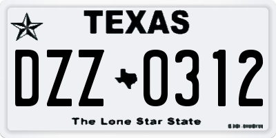 TX license plate DZZ0312