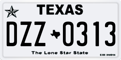 TX license plate DZZ0313