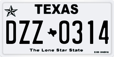 TX license plate DZZ0314