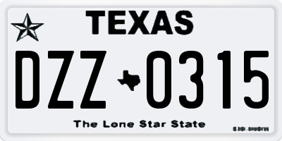 TX license plate DZZ0315