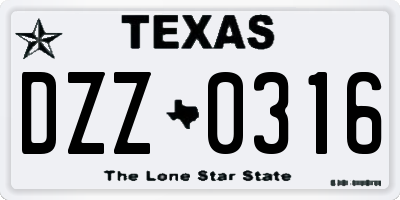 TX license plate DZZ0316