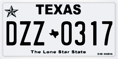 TX license plate DZZ0317