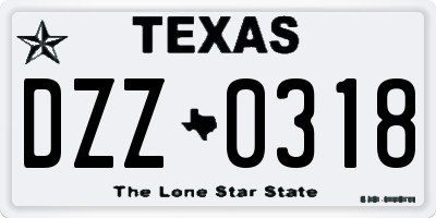 TX license plate DZZ0318