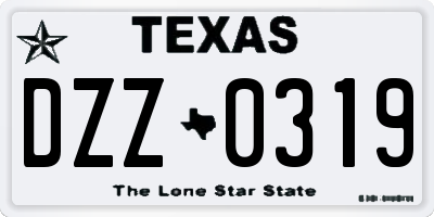 TX license plate DZZ0319