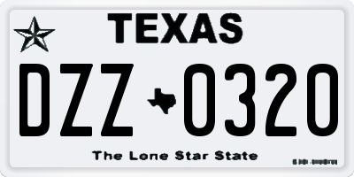 TX license plate DZZ0320