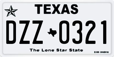 TX license plate DZZ0321