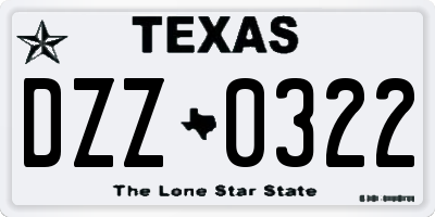 TX license plate DZZ0322