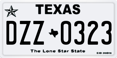 TX license plate DZZ0323