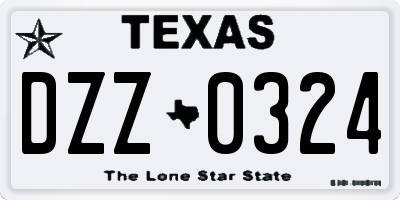 TX license plate DZZ0324