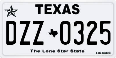 TX license plate DZZ0325