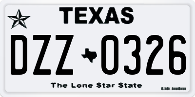 TX license plate DZZ0326