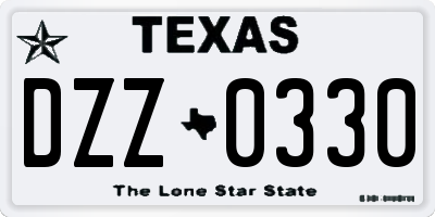 TX license plate DZZ0330