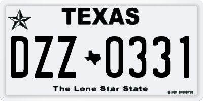 TX license plate DZZ0331