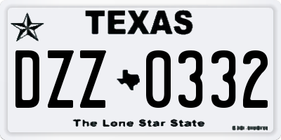 TX license plate DZZ0332