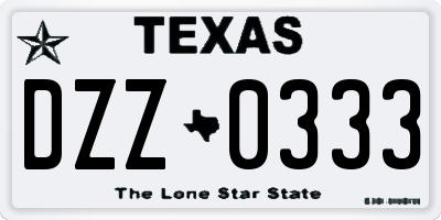 TX license plate DZZ0333