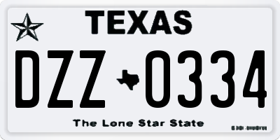 TX license plate DZZ0334