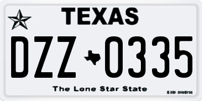 TX license plate DZZ0335