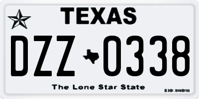 TX license plate DZZ0338