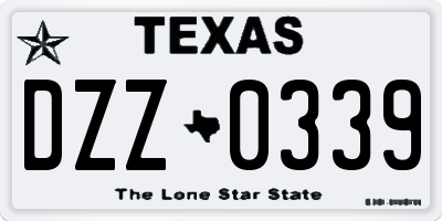 TX license plate DZZ0339