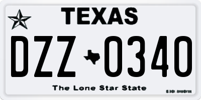 TX license plate DZZ0340