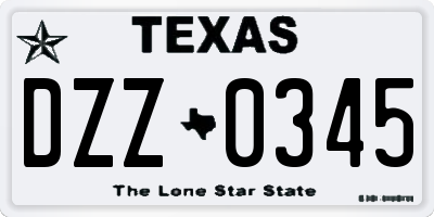 TX license plate DZZ0345