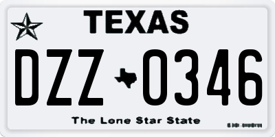 TX license plate DZZ0346