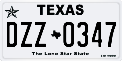 TX license plate DZZ0347